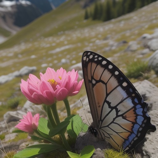 【蝶】夏山の登山道で見つける種類 | 高原の花に集まる姿を観察する をイメージした 夏、登山道、ハイキング、松林 の写真