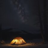 【LEDランタン】夜のキャンプサイトを照らす | 選び方と使い方のコツ をイメージした 広角の風景 の写真