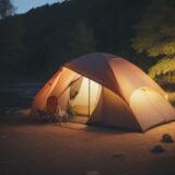 【夏キャンプ】川辺で焚き火を囲む | 夜の時間を過ごすための道具と準備 をイメージした 広角の風景、夏、川 の写真
