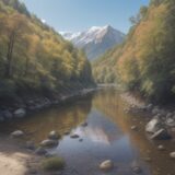 【淡水生物】川に住む生き物を観察して記録に残す | 環境保全の活動を考える をイメージした 広角の風景、川 の写真