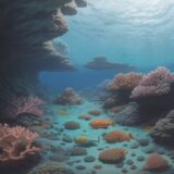【海水魚】サンゴ礁の岩場に集まる姿 | 生存をかけた餌の取り合い をイメージした 広角の風景 の写真