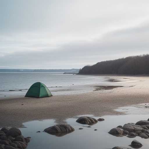 【干満表】海面の高さからタイミングを計る | 冬の海岸での釣り準備 をイメージした 広角の風景、冬 の写真