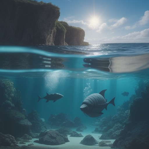 【フィン】海での浮力を活かす泳ぎ方のコツ | 水泳のフォーム改善 をイメージした 広角の風景 の写真