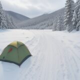 【天候予報】雪の影響で起きる路面凍結 | 山道での対策と準備方法 をイメージした 広角の風景、雪景色、山 の写真
