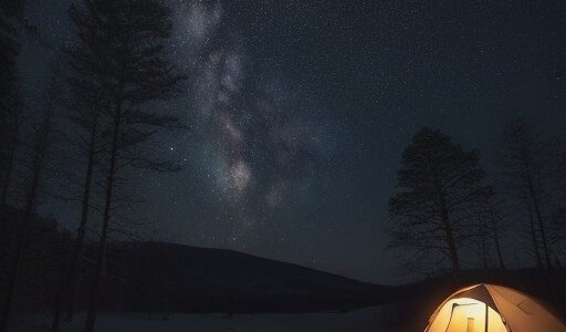 【キャンプ場】視界が開ける場所で過ごす夜 | 空に広がる星空を眺める