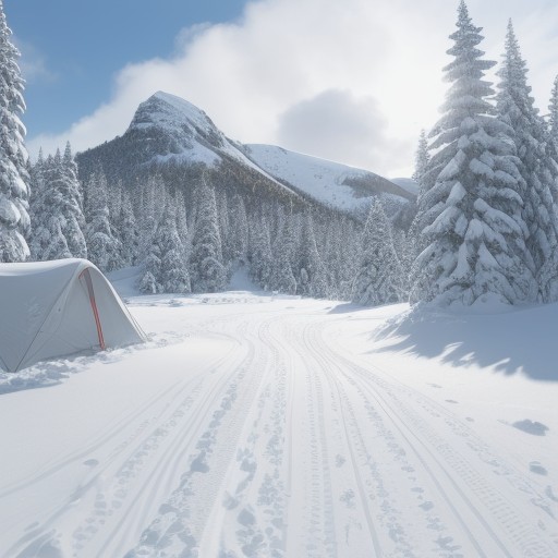 【雪山】スキーで冬のコースを滑り降りる | 山頂から眺める景色の変化 をイメージした 広角の風景、山、雪景色、冬 の写真