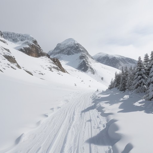【雪山】冬の登山準備とルートの選び方 | 山頂まで歩く道のりと景色 をイメージした 広角の風景、山、雪景色、ハイキング、冬 の写真