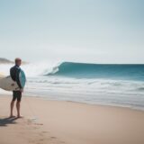 【サーフィン】夏の海で波に乗る体験 | ボードの選び方と準備の手順 をイメージした 広角の風景、夏 の写真