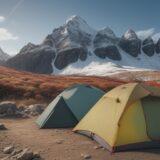 【登山用品】軽量化で体への負担を減らす | 秋の山頂へ向かう装備 をイメージした 広角の風景、山、ハイキング、秋 の写真
