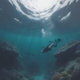 【スキューバダイビング】海での水中呼吸 | マスクの選び方と付け方 をイメージした 広角の風景 の写真