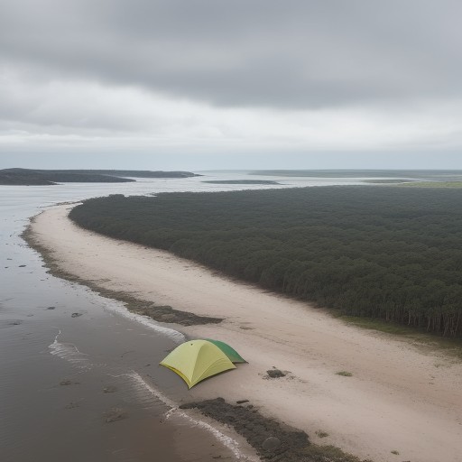 【海岸線】高潮による浸水の被害 | 海面の上昇で変わる地形のリスク をイメージした 広角の風景 の写真