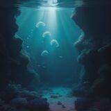 【クラゲ】水槽の中を漂う様子 | 水中の景色を眺めて心を落ち着かせる時間 をイメージした 広角の風景 の写真