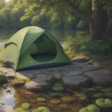 【カエル】水生植物に隠れる姿を観察 | 夏の水辺で見つけた生き物たち をイメージした 広角の風景、夏 の写真