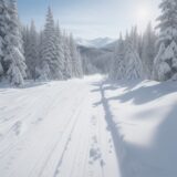 【スノーボード】スキー場のコース選び | 雪山の斜面を滑る時間 をイメージした 広角の風景、雪景色 の写真