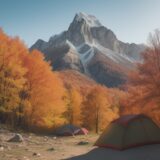 【登山】紅葉のベストシーズン | ハイキングの装備とルート選び をイメージした 広角の風景、山、秋、ハイキング の写真