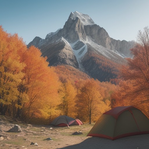 【登山】紅葉のベストシーズン | ハイキングの装備とルート選び をイメージした 広角の風景、山、秋、ハイキング の写真