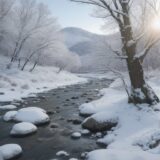 【柳葉魚】日本産の生息地を訪ねる旅 | 冬の川辺で挑む釣行の記録 をイメージした 広角の風景、冬、川 の写真