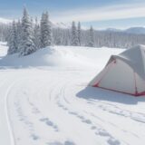 【雪山ガイド】冬のボードで向かう | 雪原を滑り降りるコース選び をイメージした 広角の風景、山、雪景色、冬、雪景色、雪景色 の写真