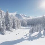 【スキー】雪山の斜面を滑り降りる | パウダースノーの感触を確認する をイメージした 広角の風景、雪景色、雪景色 の写真