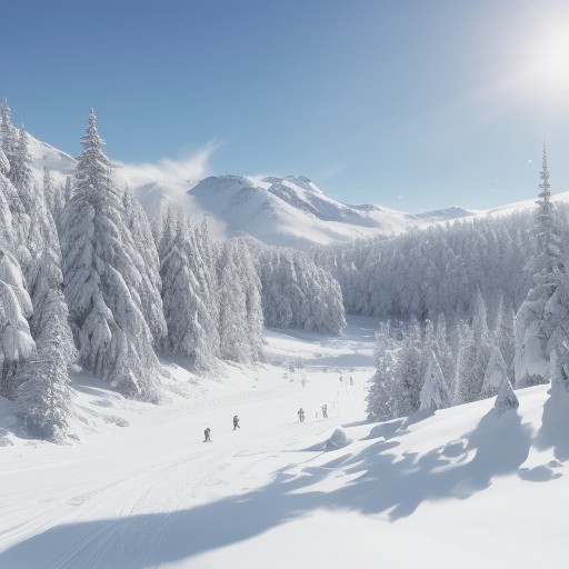 【スキー】雪山の斜面を滑り降りる | パウダースノーの感触を確認する をイメージした 広角の風景、雪景色、雪景色 の写真