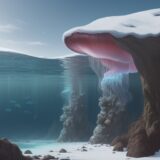 【クラゲ】海中の浮遊感と体の透明感 | 冬の海岸の波打ち際で見つけた光景 をイメージした 広角の風景、冬 の写真