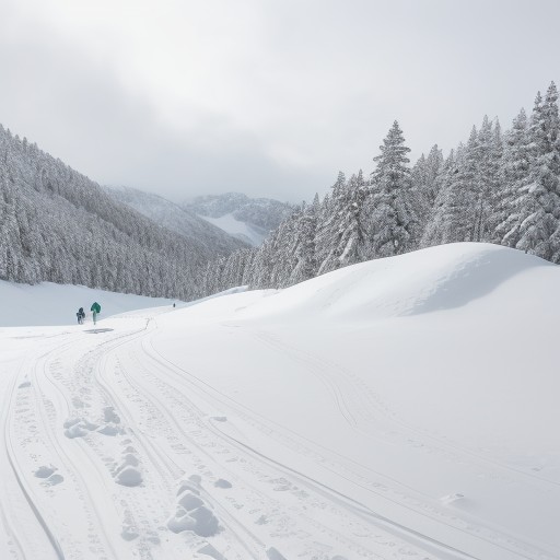 【スキー】雪山の斜面を高速で滑り降りる速度 | 滑走中に広がる視界と体感 をイメージした 冬、雪景色 の写真