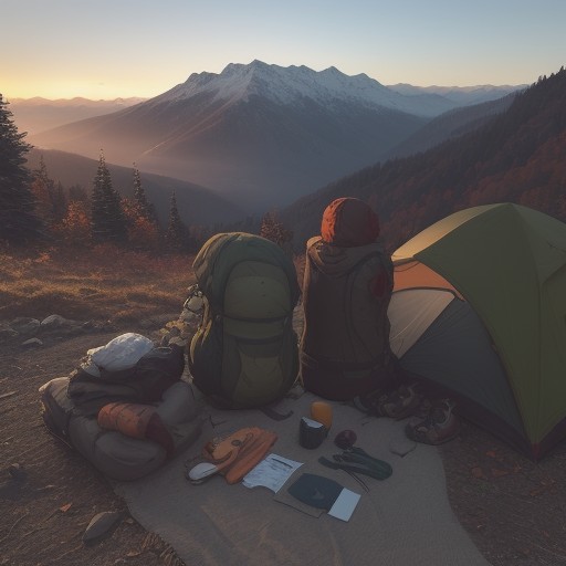 【登山装備】秋の紅葉を歩く準備 | 山行で使う持ち物チェックリスト をイメージした 秋、山、夕日 の写真