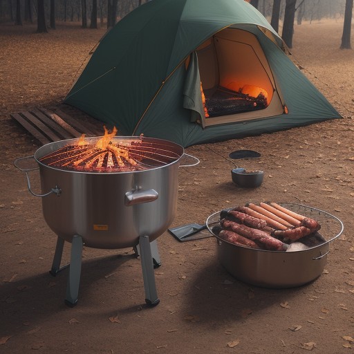 【アウトドア料理】バーベキューの調理手順 | 秋の森で囲む食事の時間 をイメージした 秋 の写真