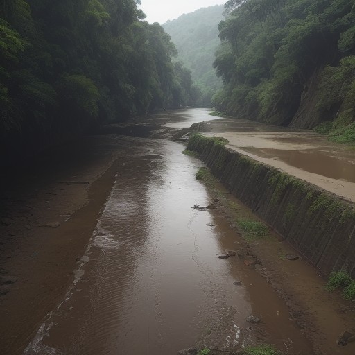【河川水位】大雨のあとに増水した川の流れ | 水位の変化と釣り場の確認方法 をイメージした 川 の写真