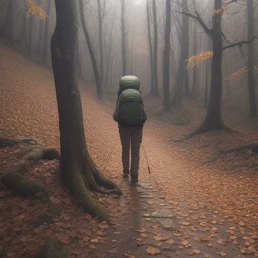 【トレッキングポール】下りの足への負担を抑える | 秋の山登り をイメージした 秋 の写真