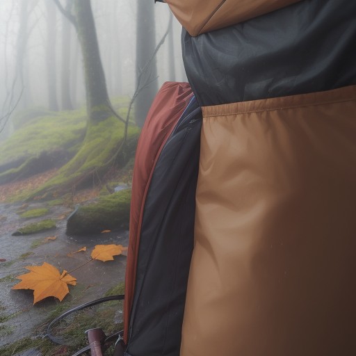 【防水ジャケット】雨の中を歩く秋の登山道 | 撥水加工の効果と選び方 をイメージした 秋、ハイキング の写真