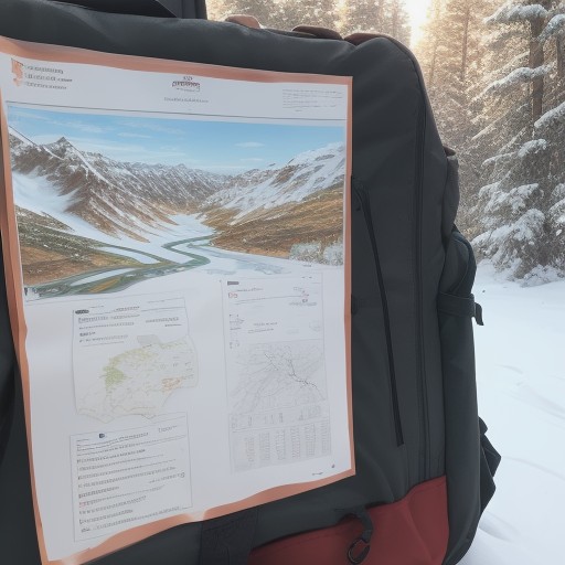 【登山】登山口の掲示板でルート情報を確認 | 山の状態を把握してから歩き出す をイメージした 雪景色、秋、ハイキング、登山道 の写真