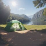 【バギーシート】屋外の水辺へ出かける | UVカットで日差しを防ぐ をイメージした 広角の風景 の写真
